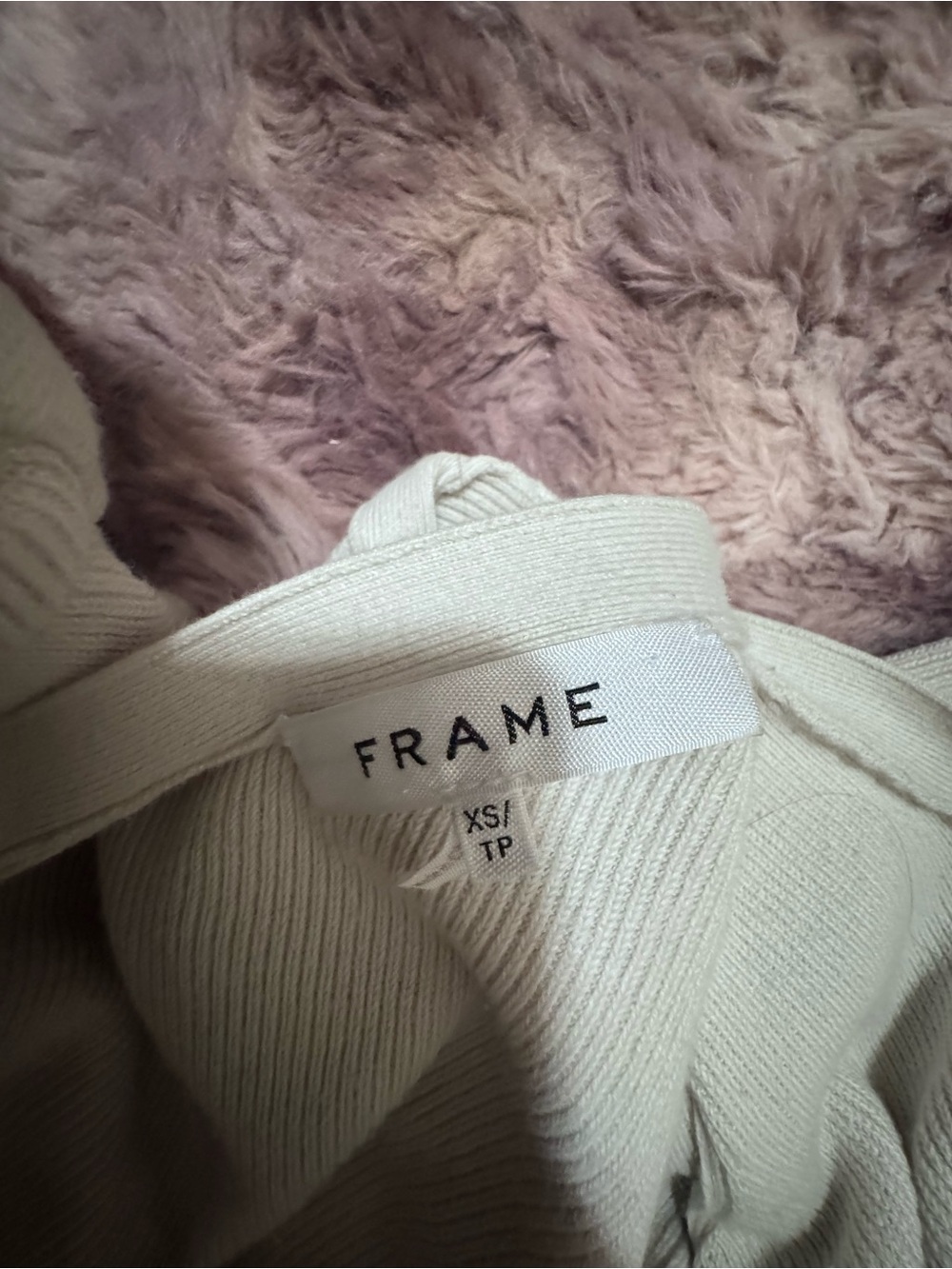 Frame Denim Cream Ribbed Knit Sweater